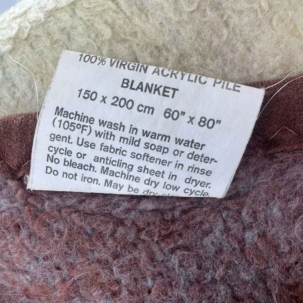 VTG Crown Crafts Vuteks Blue Brown Bear Reversible Throw Blanket 60 x 80 VGC